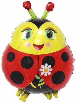 Шар с гелием  Фигура, Божья коровка с цветком, 66 см.