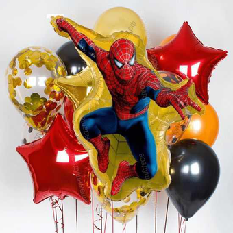Букет гелиевых шаров с Человеком пауком