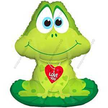 Шар с гелием  Фигура, Лягушка с сердечком, Зеленый, 81 см.