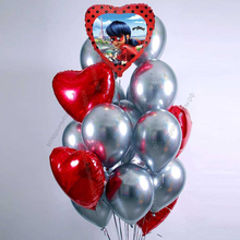 Облако из шариков хром с сердцем Леди Баг