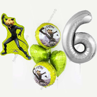 Сет из гелиевых шаров Супер-кот на день рождение