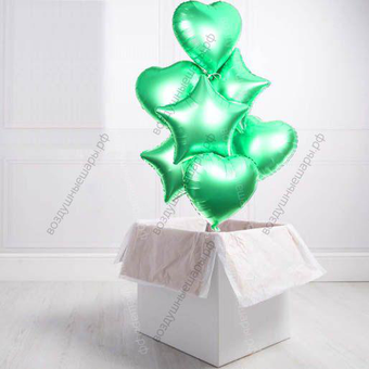 Коробка-сюрприз с шарами-звездами и сердцами, 7 шт