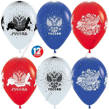 Шар с гелием  Россия, Триколор (005/041/015), пастель, 5 ст, 30 см.