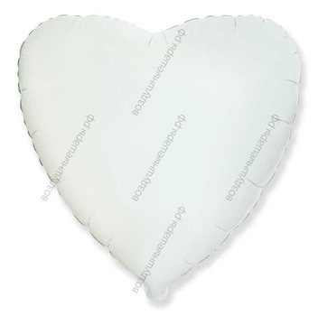 Шар с гелием  Сердце, Белый, 46 см.