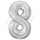 Шар (40''/102 см) Цифра, 8 Slim, Серебро, 1 шт.