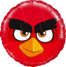 Шар с гелием  Круг, Angry Birds, Красный, 46 см.