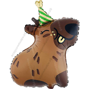 Шар гелиевый фигура, Капибара в колпачке, (31''/79 см) 