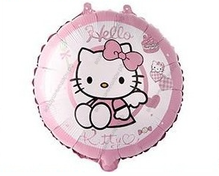 Шар с гелием  Круг, Котенок розовый Hello Kitty, Красный, 46 см.