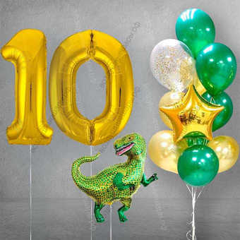 Гелиевые шары на 10 лет ребенку "Сет с динозавром"