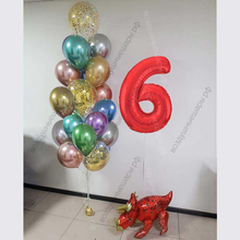 Сет с шарами хром на 6 лет ребенку "Динозавр Трицератопс"