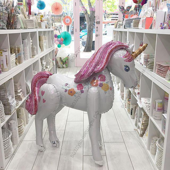 Шар большой цветочный Единорог, 116 см