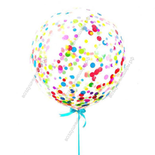 Большой шар 60 см с гелием с разноцветным конфетти на ленте