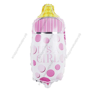 Шар с гелием  Фигура, Бутылочка для малышки, Розовый, 74 см.