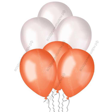 Оранжево Белые шары с гелием металлик, 30 см.