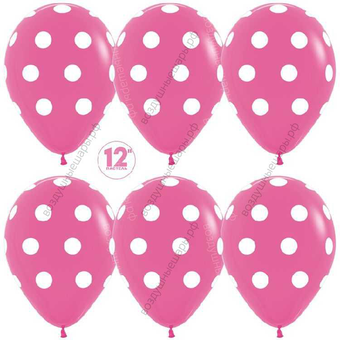 Шар с гелием  Белые точки, Фуше (012), пастель, 5 ст, 30 см.