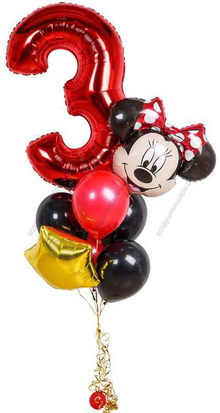 Фонтан шаров на день рождения "Минни" с цифрой