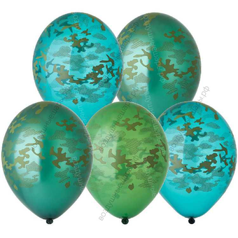 Воздушный шар с гелием Камуфляж, ассорти, 5 ст, 35 см.