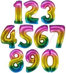 Шары цифры РАДУЖНЫЕ с гелием