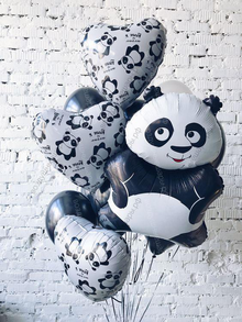 Фонтан из гелиевых шаров в подарок "Влюбленная панда"