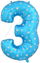 Шар (40''/102 см) Цифра, 3, Синий, 1 шт.