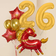 2 цифры, 7 шаров, фигура лошадь Красно-золотая