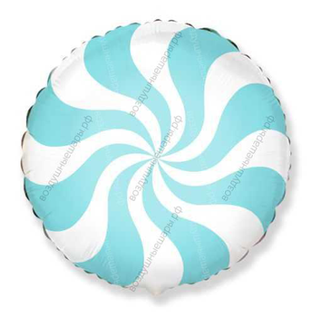 Шар с гелием  Круг, Леденец, Голубой, 46 см.