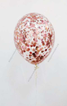 Воздушные шарики с гелием, с конфетти розовое золото