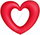 Шар (37''/94 см) Сердце, Контур, Вензель Красный, Сатин, 1 шт. в уп., 27458
