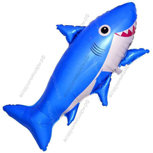 Гелиевый шар , Счастливая акула, Синий, 99 см.