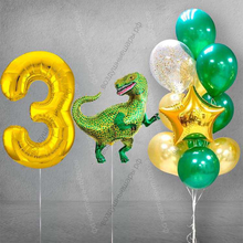 Гелиевые шарики на 3 года ребенку "Сет с велоцираптором"