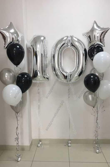 Фонтаны из шаров на день рождения "Ночное сияние" с двумя цифрами