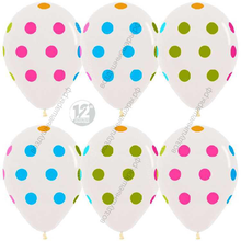 Шар с гелием  Горошек, Прозрачный (390), кристалл, 5 ст многоцвет флюор, 30 см.