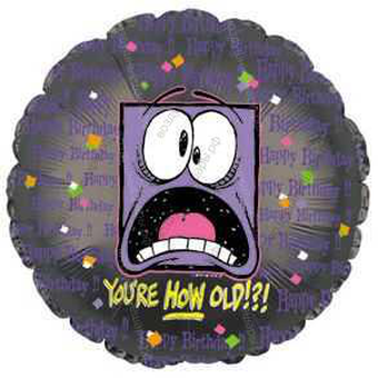 Шар с гелием  Круг, Как ты постарел!?!, Черный, 46 см.