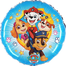 Шар круг фольга Щенячий патруль, Дружная команда, Голубой, 46 см 