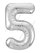 Цифра, 5, Slim, Серебро, 40", 102 см.
