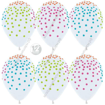 Шар с гелием  Разноцветное конфетти, Прозрачный (390), кристалл, 5 ст многоцвет, 30 см.