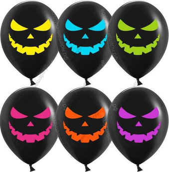 Яркие Тыквы на Хэллоуин с гелием, Черный Флуор, 30 см.