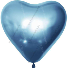 Синее сердце Хром, надутое гелием, 25 см