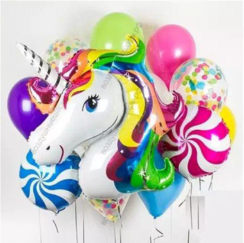 Букет из гелиевых шаров "Единорог и леденцы"