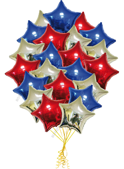 Букет из шаров-звезд триколор 