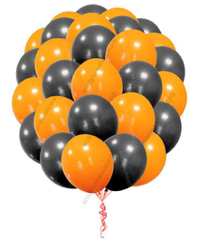 Букет оранжевых и черных гелиевых шаров "Георгиевская лента"