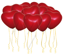 Сердца под потолок красные, 40см