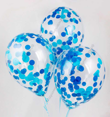 Воздушные шары с конфетти, голубое тишью