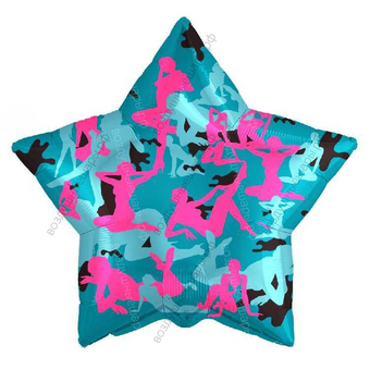 Шар с гелием  Звезда, Камуфляж, Девушки, 46 см.