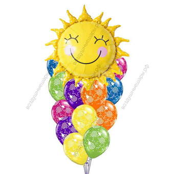 Фонтан из шаров на масленицу "Солнышко в окошке"