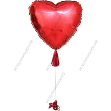 Шар с гелием Большое Сердце, Красное, на грузике с кисточкой тассел, 81 см.