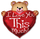 Фольгированный шар (38''/97 см) Фигура, Медвежонок с большим сердцем, 1 шт.