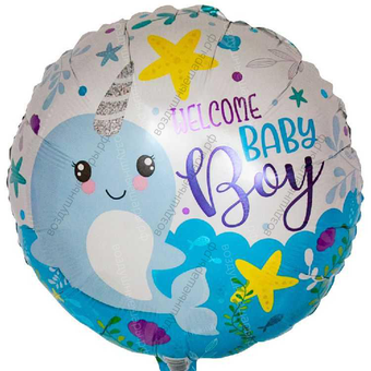 Шар с гелием  Круг, С Рождением Малыша! , 46 см.