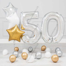 Воздушные шары на юбилей мужчине 50 лет "Серебро"