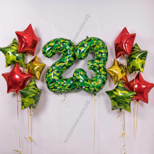 Сет из шаров звезд с цифрами на праздник 23 февраля  